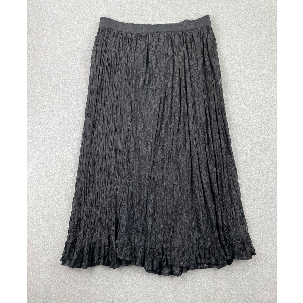 Vintage Chico's Black Lace Maxi Skirt Size 1 Medium Witchy Whimsigoth Ruffle Hem